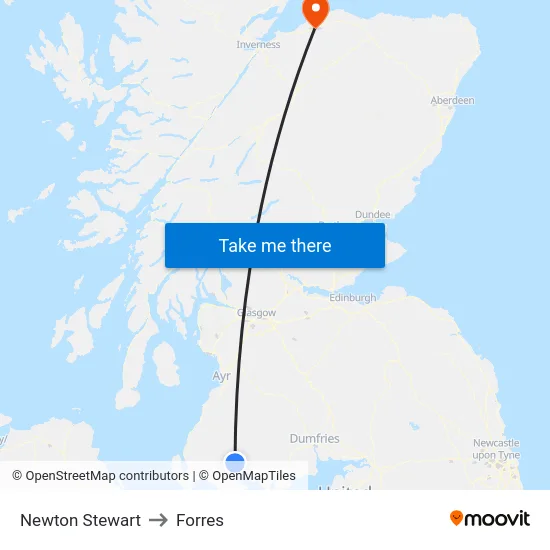 Newton Stewart to Forres map