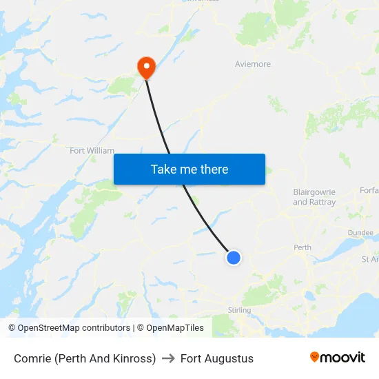 Comrie (Perth And Kinross) to Fort Augustus map