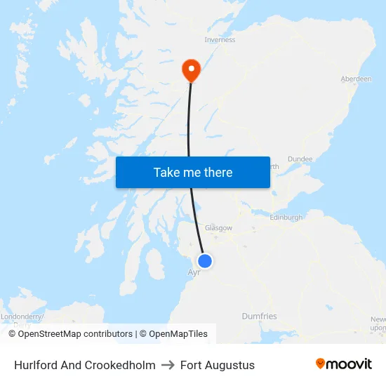 Hurlford And Crookedholm to Fort Augustus map