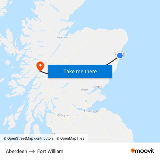Aberdeen to Fort William map
