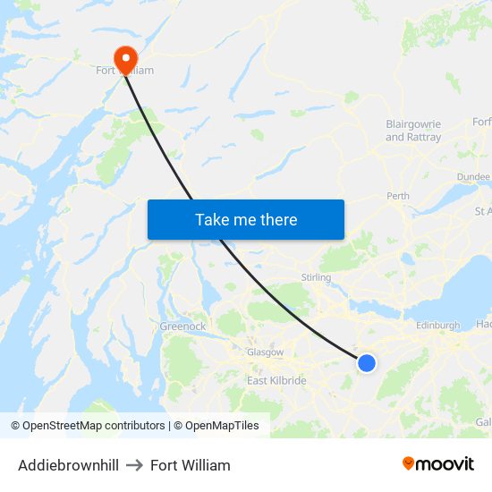 Addiebrownhill to Fort William map