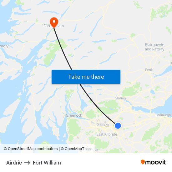 Airdrie to Fort William map