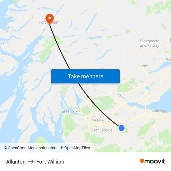 Allanton to Fort William map
