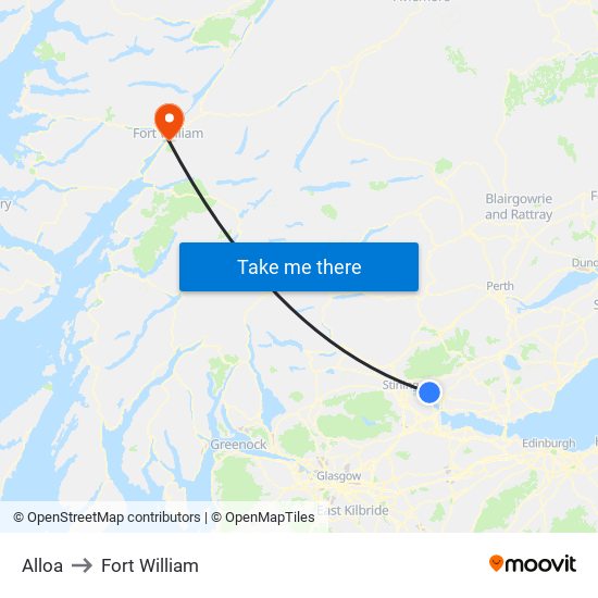 Alloa to Fort William map