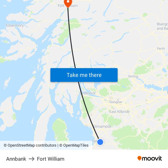 Annbank to Fort William map