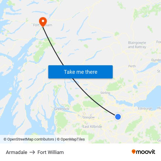 Armadale to Fort William map