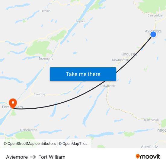 Aviemore to Fort William map