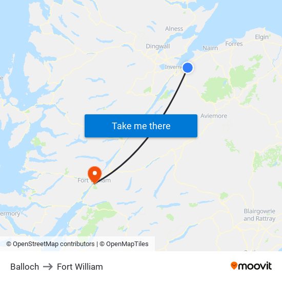 Balloch to Fort William map