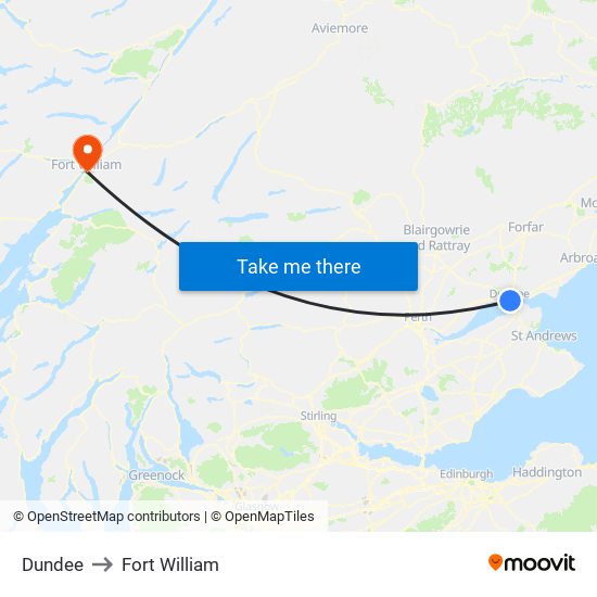 Dundee to Fort William map