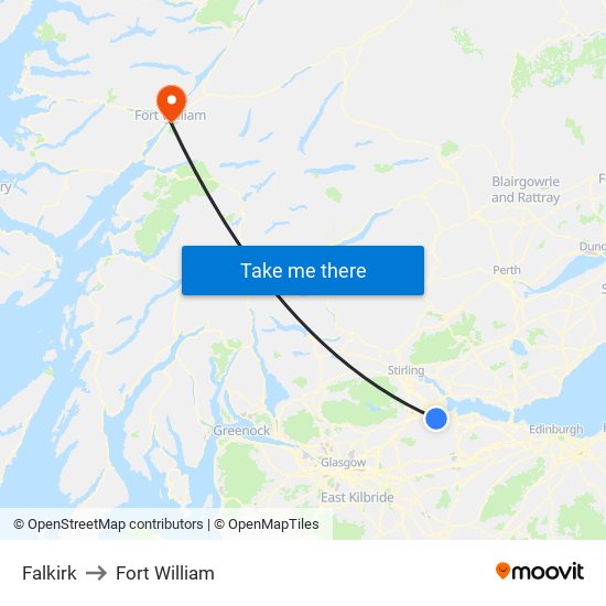 Falkirk to Fort William map