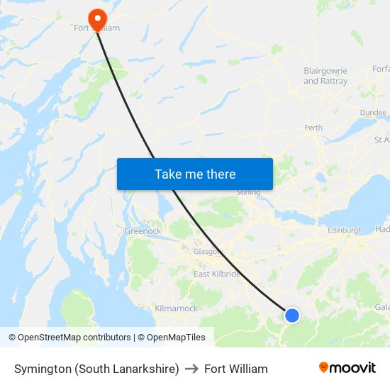 Symington (South Lanarkshire) to Fort William map