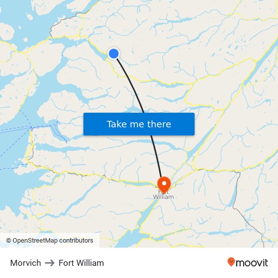 Morvich to Fort William map