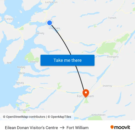 Eilean Donan Visitor's Centre to Fort William map