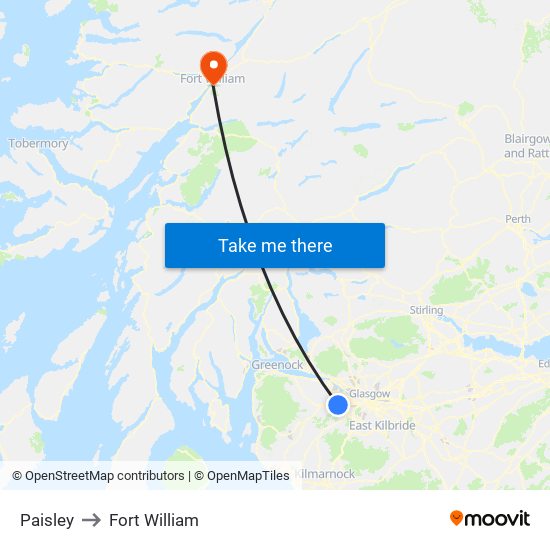 Paisley to Fort William map