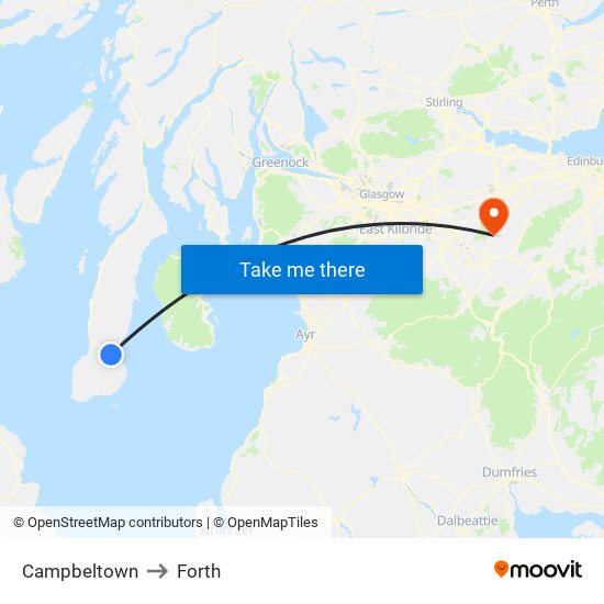 Campbeltown to Forth map