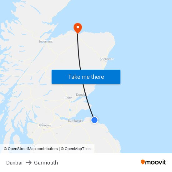 Dunbar to Garmouth map