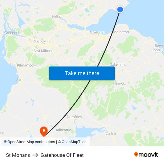 St Monans to Gatehouse Of Fleet map