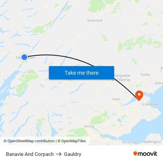 Banavie And Corpach to Gauldry map