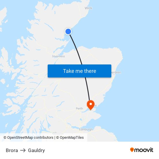 Brora to Gauldry map