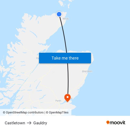 Castletown to Gauldry map