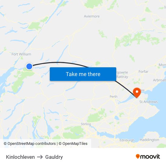 Kinlochleven to Gauldry map