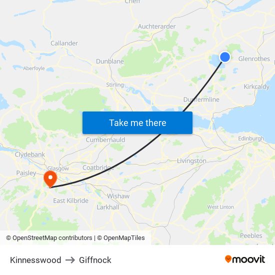 Kinnesswood to Giffnock map