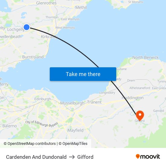 Cardenden And Dundonald to Gifford map