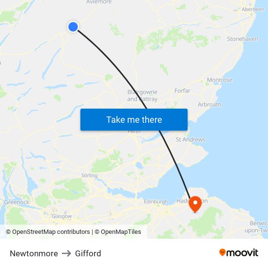 Newtonmore to Gifford map