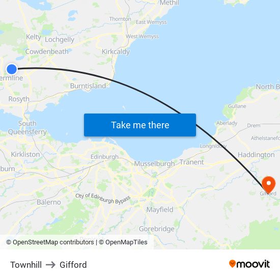 Townhill to Gifford map