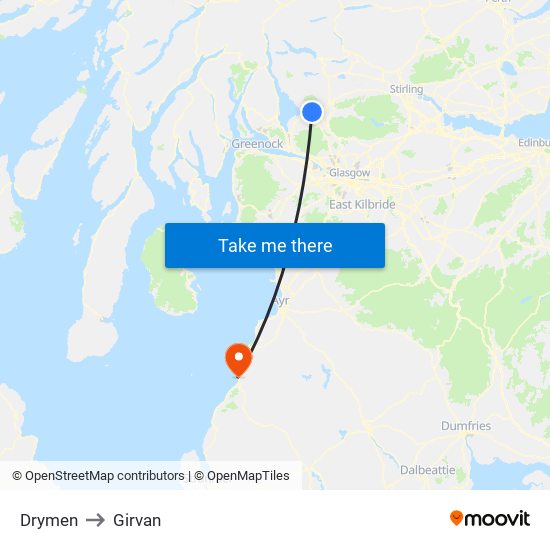 Drymen to Girvan map