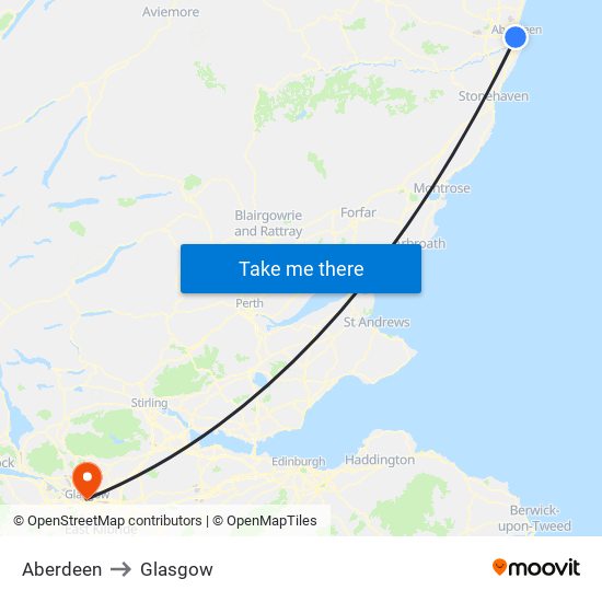 Aberdeen to Glasgow map