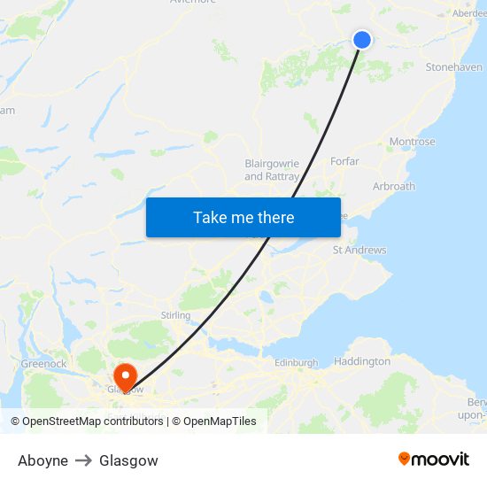 Aboyne to Glasgow map