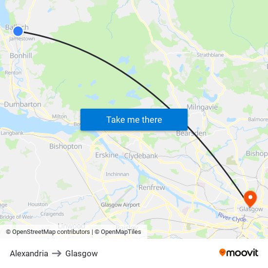 Alexandria to Glasgow map