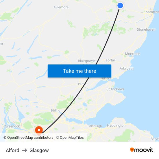Alford to Glasgow map