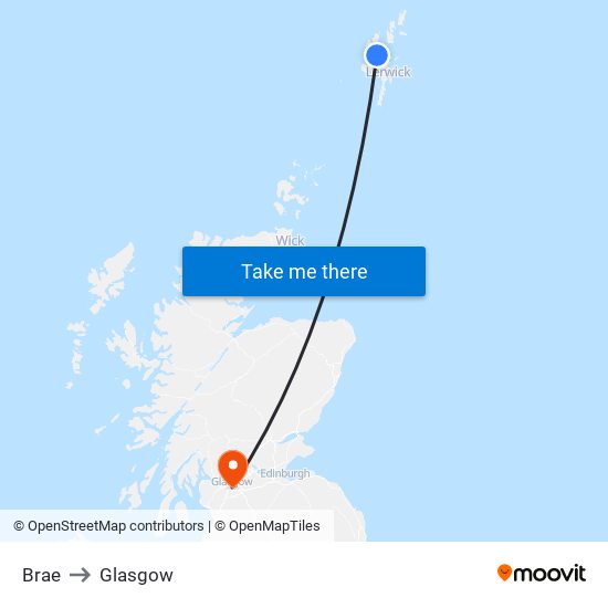 Brae to Glasgow map