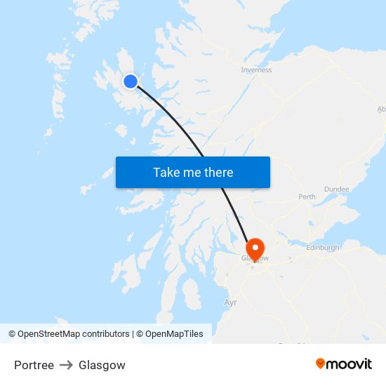 Portree to Glasgow map