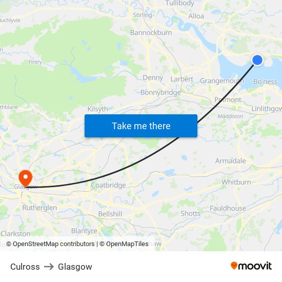 Culross to Glasgow map