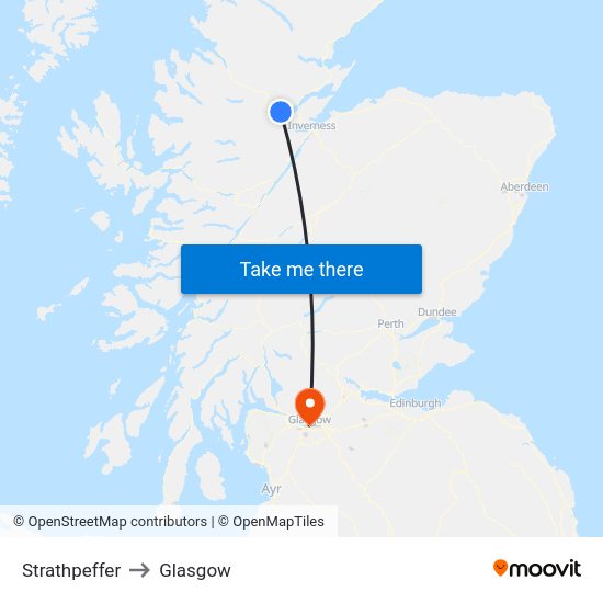Strathpeffer to Glasgow map