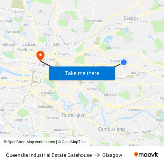 Queenslie Industrial Estate Gatehouse to Glasgow map