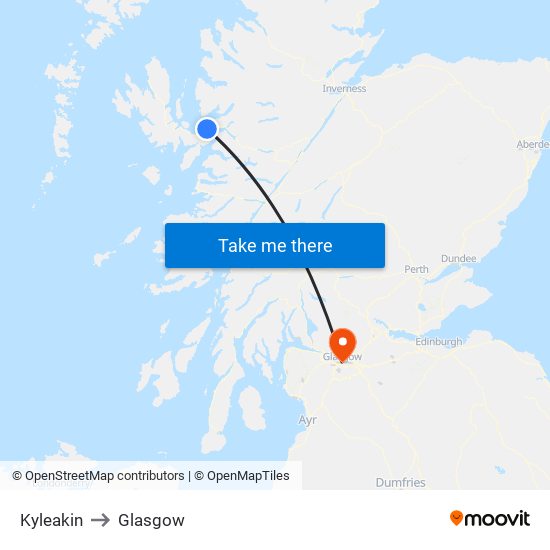 Kyleakin to Glasgow map