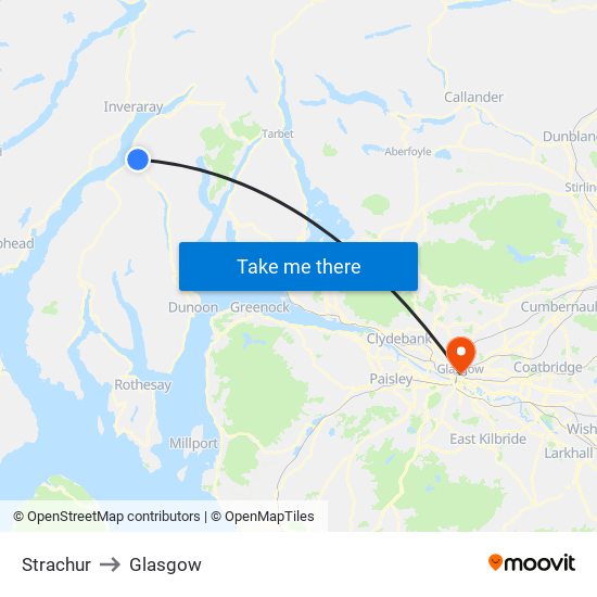 Strachur to Glasgow map