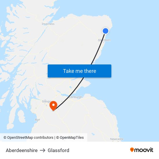 Aberdeenshire to Glassford map