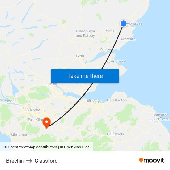 Brechin to Glassford map