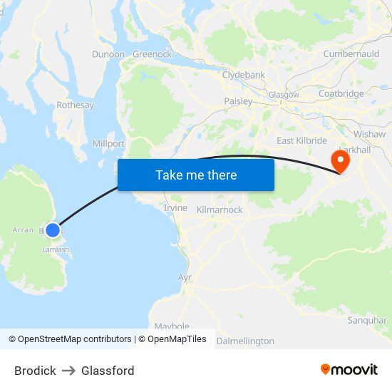 Brodick to Glassford map