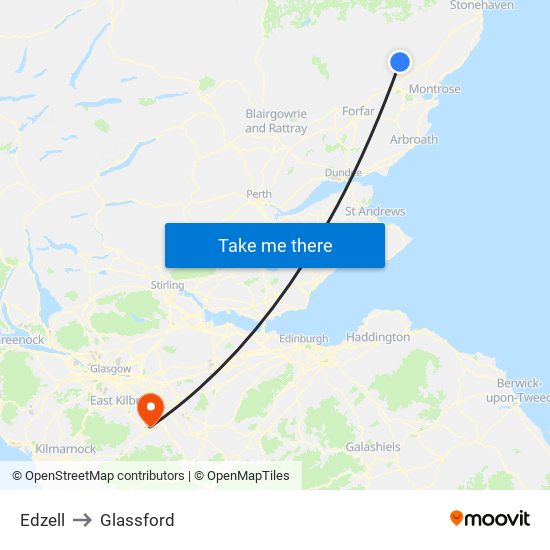 Edzell to Glassford map