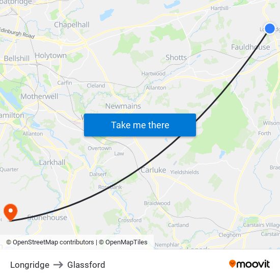 Longridge to Glassford map