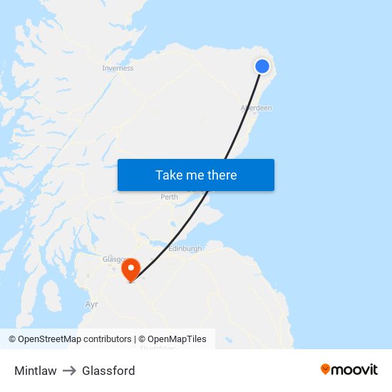 Mintlaw to Glassford map