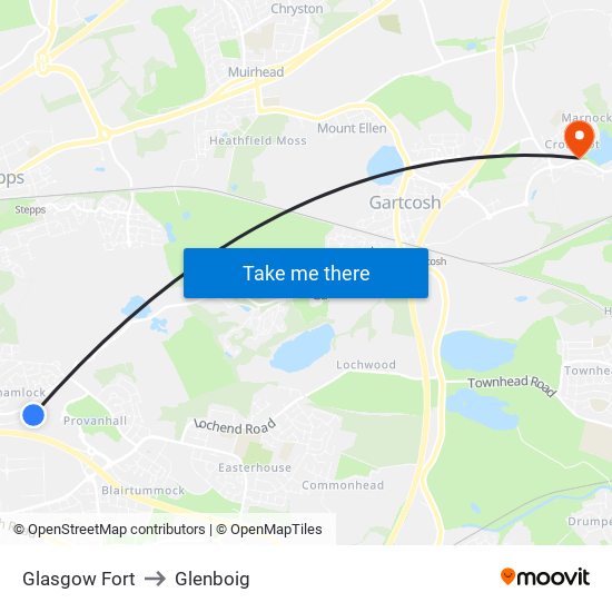 Glasgow Fort to Glenboig map