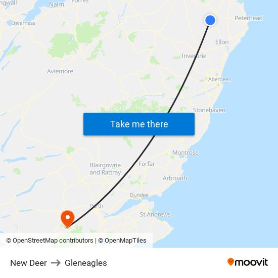 New Deer to Gleneagles map