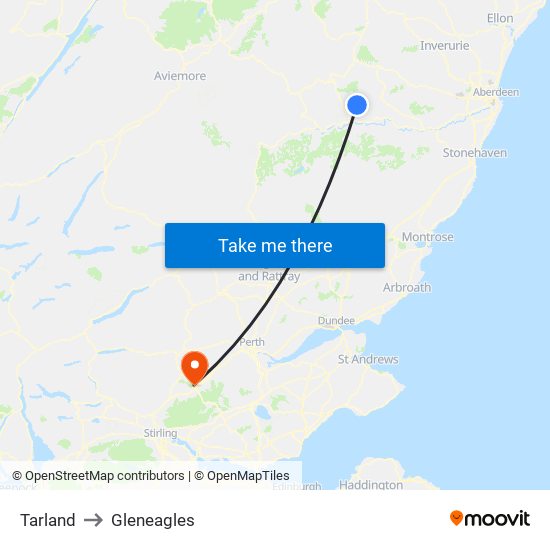 Tarland to Gleneagles map